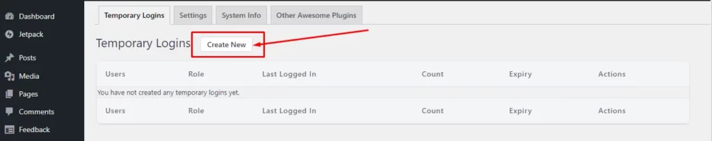Temporary Logins Temporary Login