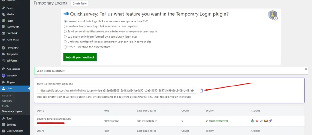 Temporary Login Temporary Login